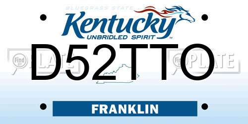 D52TTO Kentucky License Plate