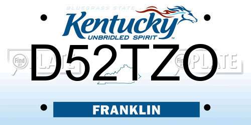 D52TZO Kentucky License Plate