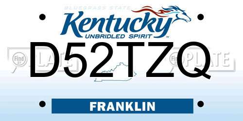 D52TZQ Kentucky License Plate
