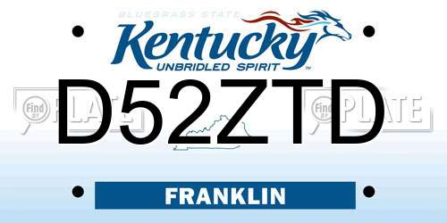 D52ZTD Kentucky License Plate