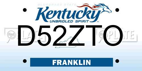 D52ZTO Kentucky License Plate
