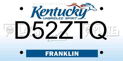 D52ZTQ Kentucky License Plate