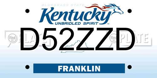 D52ZZD Kentucky License Plate