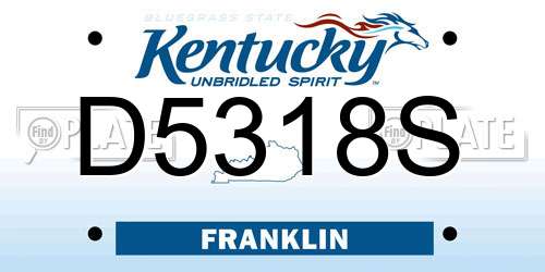 D5318S Kentucky License Plate