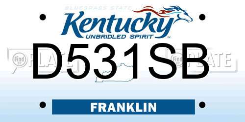 D531SB Kentucky License Plate