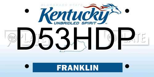 D53HDP Kentucky License Plate