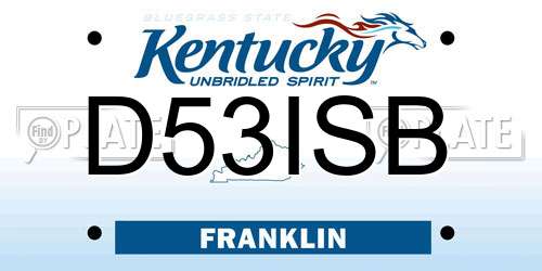 D53ISB Kentucky License Plate