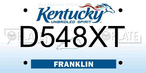 D548XT Kentucky License Plate