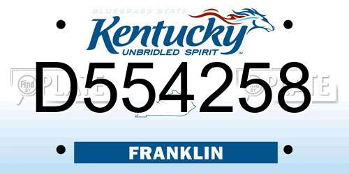 D554258 Kentucky License Plate