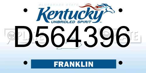 D564396 Kentucky License Plate