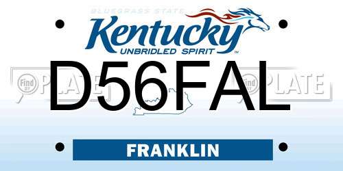D56FAL Kentucky License Plate