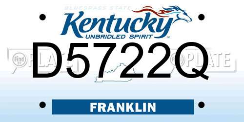 D5722Q Kentucky License Plate