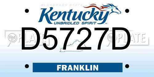 D5727D Kentucky License Plate