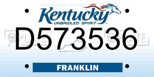 D573536 Kentucky License Plate