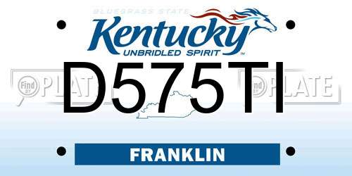 D575TI Kentucky License Plate