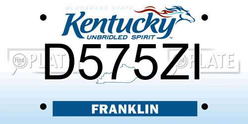 D575ZI Kentucky License Plate