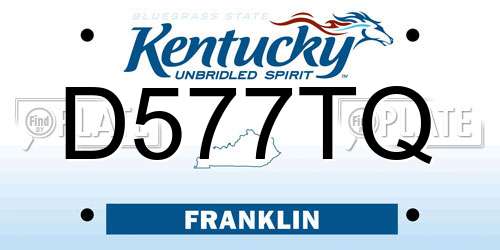 D577TQ Kentucky License Plate