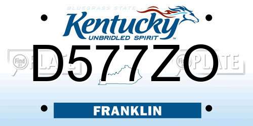 D577ZO Kentucky License Plate