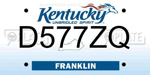 D577ZQ Kentucky License Plate