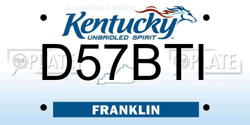 D57BTI Kentucky License Plate