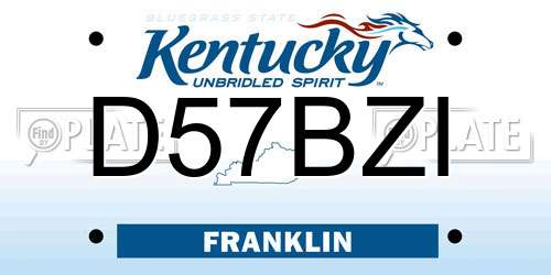 D57BZI Kentucky License Plate