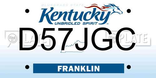 D57JGC Kentucky License Plate