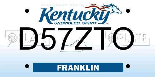 D57ZTO Kentucky License Plate