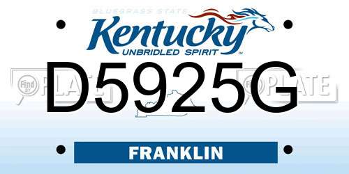D5925G Kentucky License Plate