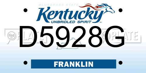 D5928G Kentucky License Plate