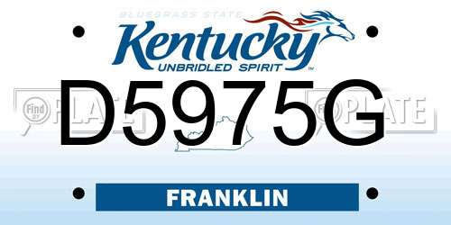 D5975G Kentucky License Plate