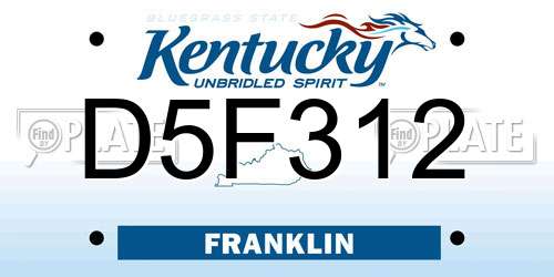 D5F312 Kentucky License Plate