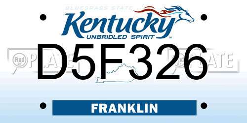 D5F326 Kentucky License Plate