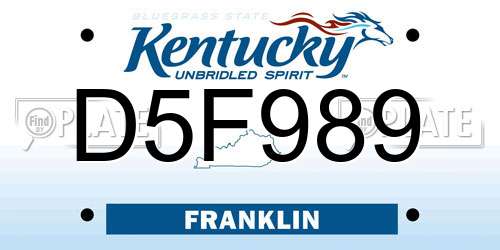D5F989 Kentucky License Plate