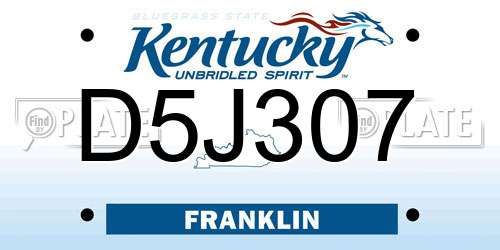 D5J307 Kentucky License Plate