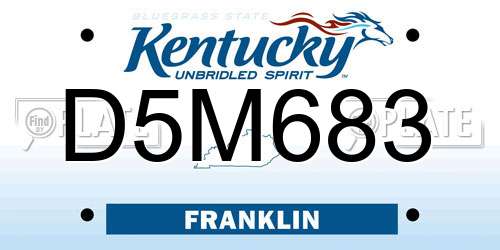 D5M683 Kentucky License Plate