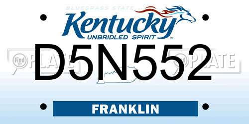 D5N552 Kentucky License Plate