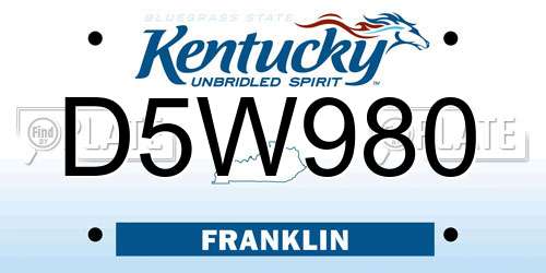 D5W980 Kentucky License Plate