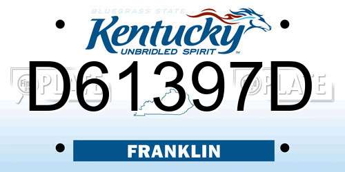 D61397D Kentucky License Plate