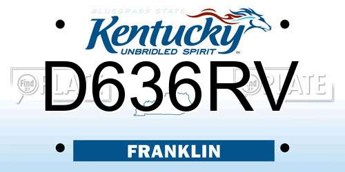 D636RV Kentucky License Plate