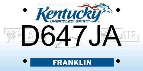 D647JA Kentucky License Plate