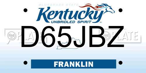 D65JBZ Kentucky License Plate