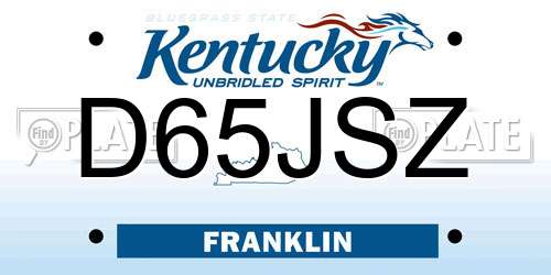 D65JSZ Kentucky License Plate