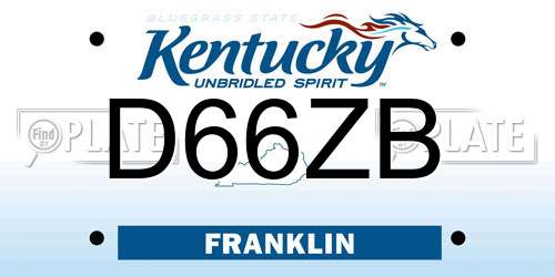 D66ZB Kentucky License Plate