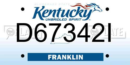 D67342I Kentucky License Plate