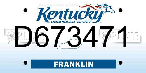 D673471 Kentucky License Plate