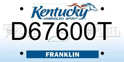 D67600T Kentucky License Plate
