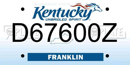 D67600Z Kentucky License Plate