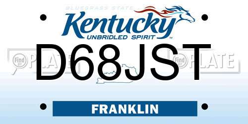 D68JST Kentucky License Plate
