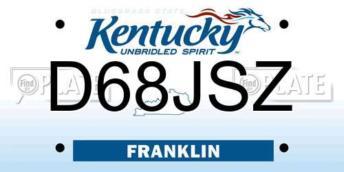 D68JSZ Kentucky License Plate