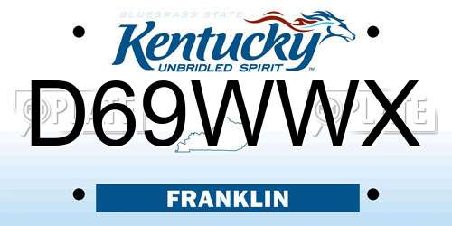 D69WWX Kentucky License Plate